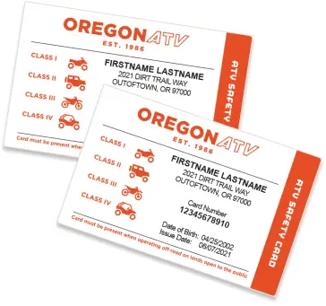 Oregon ATV safety cards
